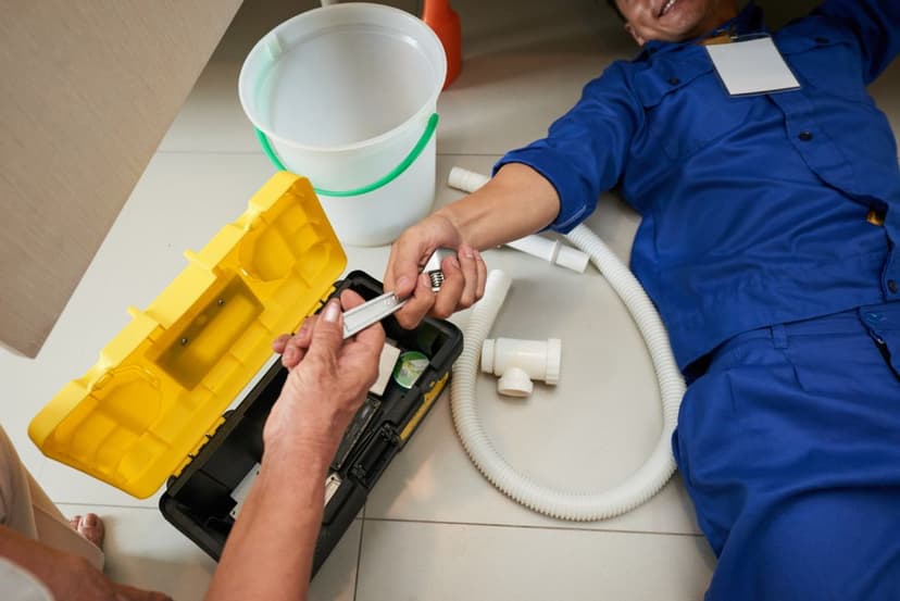 an image of a plumber in his work