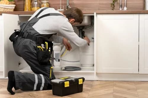 a plumber repairing a sink